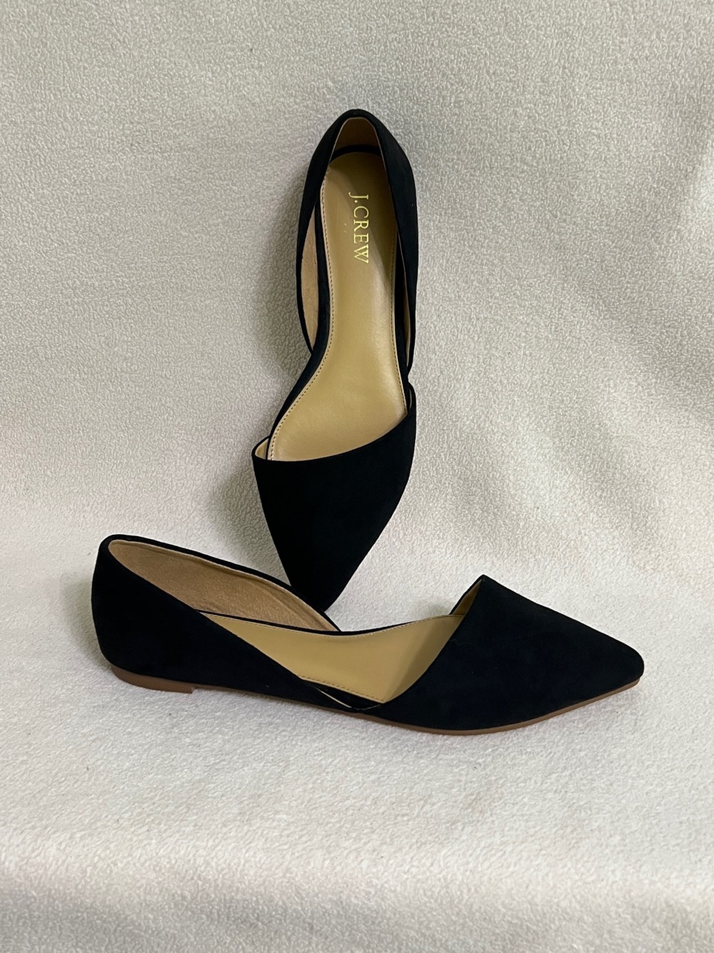 J.Crew Zoe Suede D'Orsay Pointy Toe Flats Women's Size 8.5 Black Slip on Shoes
